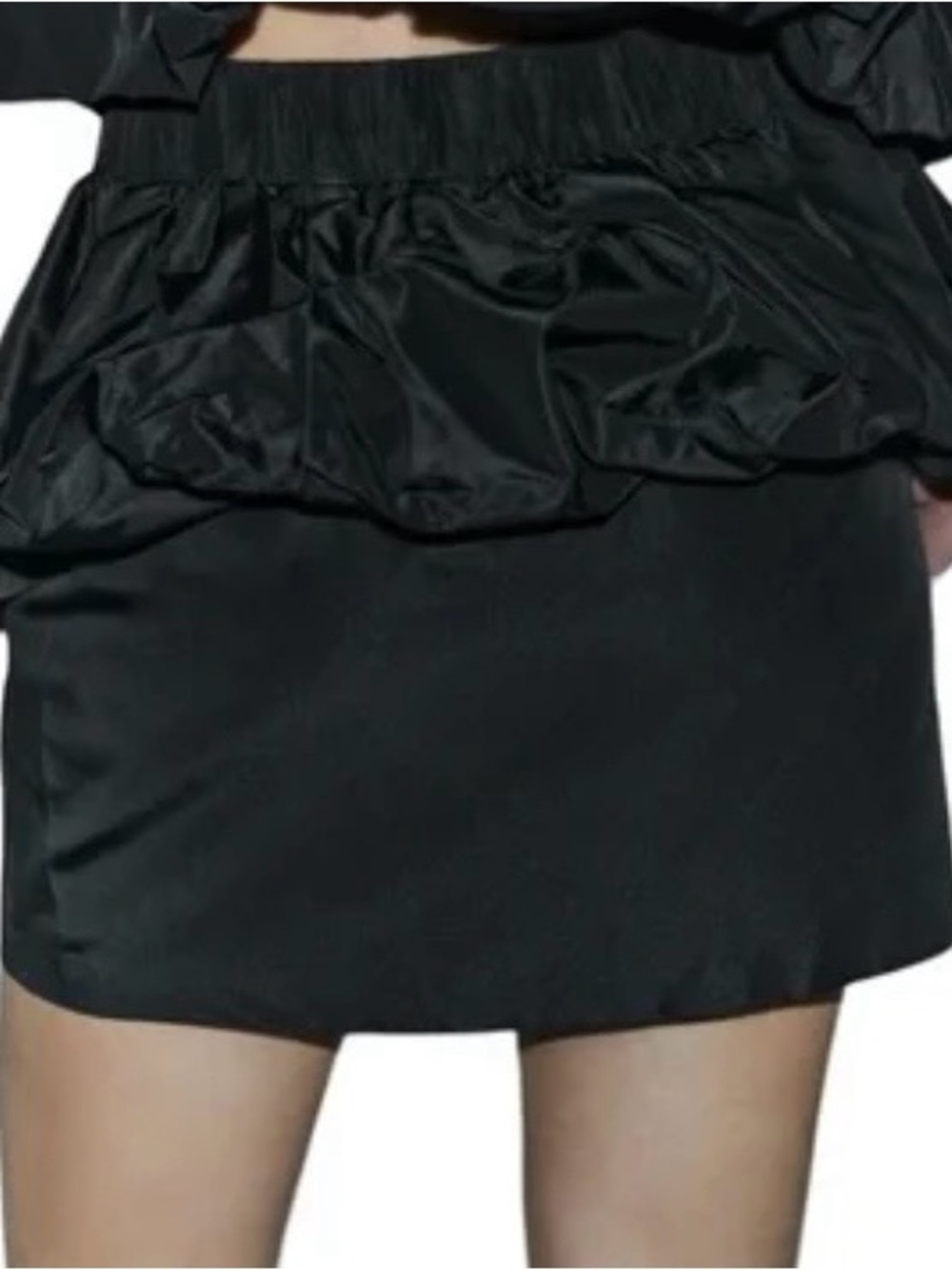 ZARA Black Voluminous Taffeta Mini Skirt Bubble Hem Size Large Limited Edition